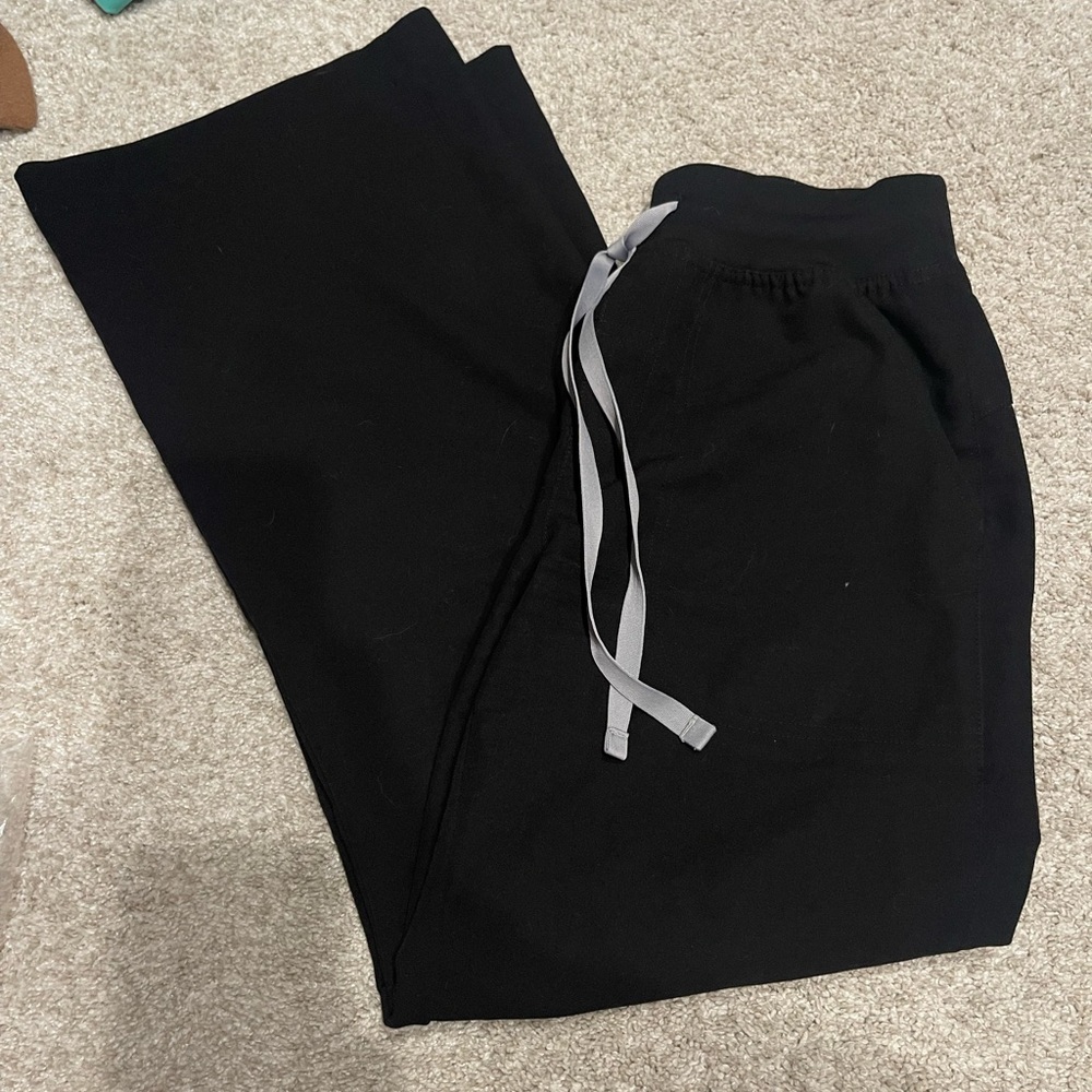 High Waisted Isabel Wide Leg Scrub Pants Black XSP